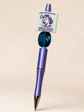 I’m tired of this BS HAND Crafted Purple and Teal Beaded Ballpoint Pen -
